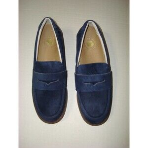 New Revitalign Blue Suede Penny Loafer Womens Shoes Womens Peacoat